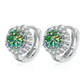 Κομψά σκουλαρίκια ηλίανθος s925 με πράσινο moissanite 1ct και φωτοστέφανο διαμαντιών - 0.5CTx2 / Πετρόλ