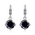 Κρεμαστά σκουλαρίκια από ασήμι 925 με μαύρο moissanite και καθαρούς διακοσμητικούς λίθους - 0.5CTx2 / Μαύρο