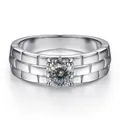 S925 sterling silver watch band ring with 0.5 carat moissanite in silver finish - 100-Facet Cut