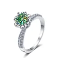 Bague élégante en argent 925 avec moissanite de 1 carat et détails en pavé brillant - Bleu sarcelle
