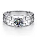 S925 sterling silver watch band style ring with brick texture and 0.5ct moissanite - Gray