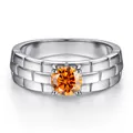 5mm S925 sterling silver watchband ring with 0.5ct orange moissanite stone - Fanta Orange