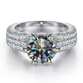 2 karaat zirkoon S925 zilveren ring met luxe drierijige pavé-zetting voor dames - Grijs