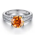 Bague classique en argent S925 avec pierre orange de 1 carat et diamants sur l'anneau - Orange Fanta