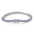 6.5mm lavender moissanite tennis bracelet in S925 sterling silver with secure clasp - 15CM / Silver Light Purple