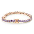 Rose gold tennis bracelet with light purple moissanite stones and secure clasp - 15CM / Rose Gold Light Purple