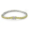 Βραχιόλι τένις moissanite κίτρινο λεμόνι 3mm σε ασήμι με κούμπωμα ασφαλείας - Βραχιόλι 15εκ / Ασημί