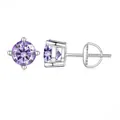 Ohrstecker aus S925 Sterlingsilber mit lila Moissanit im Rundschliff und Schraubverschluss - Hellviolett