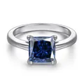 Klassieke princess-geslepen donkerblauwe moissanite ring met zilveren band - Maat 5 / 1 ct / Koningsblauw