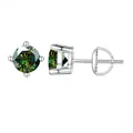 Ohrstecker aus S925 Sterlingsilber mit grünem Moissanit in Vier-Klauen-Fassung - Dunkelgrün