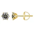 Classic gold plated silver stud earrings featuring round brilliant cut moissanite stones - Gold-Grey