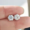 Orecchini a perno in moissanite rosa da 1 carato in argento sterling 925 a sei griffe - Bianco