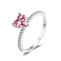 Bague élégante en argent avec moissanite rose 2ct en forme de cœur et petits diamants - Rose