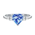 S925 sterling silver ring featuring a 2-carat heart-cut blue moissanite and side stones - Size 5 / Light Royal Blue