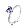 Exquisito anillo de moissanite púrpura de 2ct talla corazón con banda de plata - Talla 5 / Violeta Claro