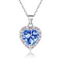 2ct heart-shaped blue moissanite necklace in S925 sterling silver with halo stones - 2 Carat 8mm / Light Royal Blue