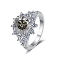 925 Silberring mit 3 Karat braunem Moissanit und funkelndem Diamant-Halo - Größe 9 / Grau