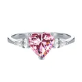S925 Silberring mit herzförmigem rosa Moissanit und seitlichen birnenförmigen Steinen - Rosa