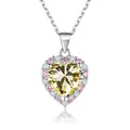 2ct yellow heart moissanite pendant necklace with pink accents and silver chain - 2 Carat 8mm / Gold Yellow