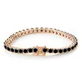 Pulsera tennis de oro rosa con moissanitas negras de corte redondo sobre fondo blanco - Oro rosa Negro / 6.5mm Longitud 15mm