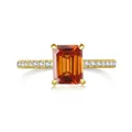 2ct emerald cut orange moissanite ring in gold plated S925 sterling silver band - Fanta Orange