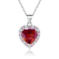 2ct Heart Shape Red Moissanite Pendant Necklace with Pink Zircon Halo and GRA Certificate - 2 Carat 8mm / Watermelon red