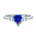 S925 sterling silver ring featuring a heart-cut aurora moissanite and side pear stones - Size 5 / AB Color