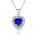 2ct heart-shaped iridescent moissanite necklace with pink and white side stones - 2 Carat 8mm / AB Color