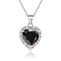 2ct heart-cut black moissanite pendant necklace with pink and white cubic zirconia halo - 2 Carat 8mm / Black