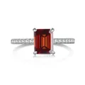 Bague de luxe en moissanite rose 2ct taille émeraude en argent S925 avec halo micro-pavé - Rouge Chanceux