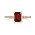 2ct pink emerald cut moissanite ring in 18K gold plated S925 sterling silver band - Lucky Red