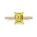 2ct emerald cut pink moissanite sterling silver ring with pavé diamonds and reflection - Gold