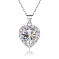 Heart-cut 2ct moissanite pendant with pink and white halo in S925 sterling silver - 2 Carat 8mm / White