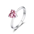 Elegant 925 sterling silver ring featuring a 6.5mm heart-cut pink moissanite gem - Pink