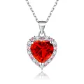 2ct red heart-shaped moissanite necklace with pink halo and S-engraved bail - 2 Carat 8mm / Fanta Bottle