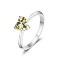 Elegant 925 silver ring featuring a 5mm heart-shaped yellow moissanite in 3-prong setting - Lemon Yellow