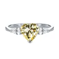 S925 Silber Herzring mit 2 Karat gelbem Moissanit und birnenförmigen Seitensteinen - Zitronengelb