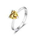 Elegant S925 silver ring featuring a 6.5mm heart-cut yellow moissanite stone - Gold