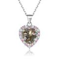 2ct heart cut champagne moissanite necklace with pink and white halo in silver finish - 2 Carat 8mm / Champagne