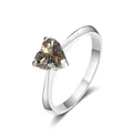 Elegant 925 sterling silver heart-cut champagne moissanite ring with a 3-prong setting - Champagne