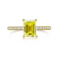 Bague en moissanite jaune taille émeraude avec diamants latéraux sur anneau argent - Jaune Citron