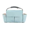 Detail of light blue stroller organizer bag featuring side pockets and velcro straps - Sky Blue