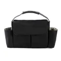 Waterproof black nylon baby stroller organizer with bottle pockets and magnetic flap cover - Black