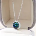 S925 Silberhalskette mit einem 5-Karat runden rosa Moissanit-Anhänger in einer Schmuckdose - 5 ct / Regenbogen