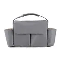 Grey waterproof stroller organizer with adjustable velcro straps and multi-pocket design - Gray