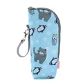 Detalle de la bolsa térmica para biberón con dibujo de gato y pingüino azul de invierno - Pingüino Azul