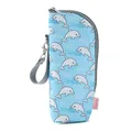 Detalle de bolsa térmica para biberón con estampado de delfines y asa de cremallera - Delfín de ensueño