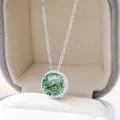 Elegante S925 Silberkette mit 5 Karat runder rosa Moissanit-Anhänger in Schmuckschatulle - 5 ct / Blaue Und Grüne Nudeln