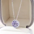 Elegante S925 Silberhalskette mit 5ct lila Moissanit Anhänger im Rundschliff - 5 ct / Hellviolett