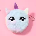 Süße Einhorn-Plüschgeldbörse mit Farbverlauf und silbernem Schlüsselanhänger auf Rosa - Einhorn Stil / Big Eyes Multicolor with Horn
